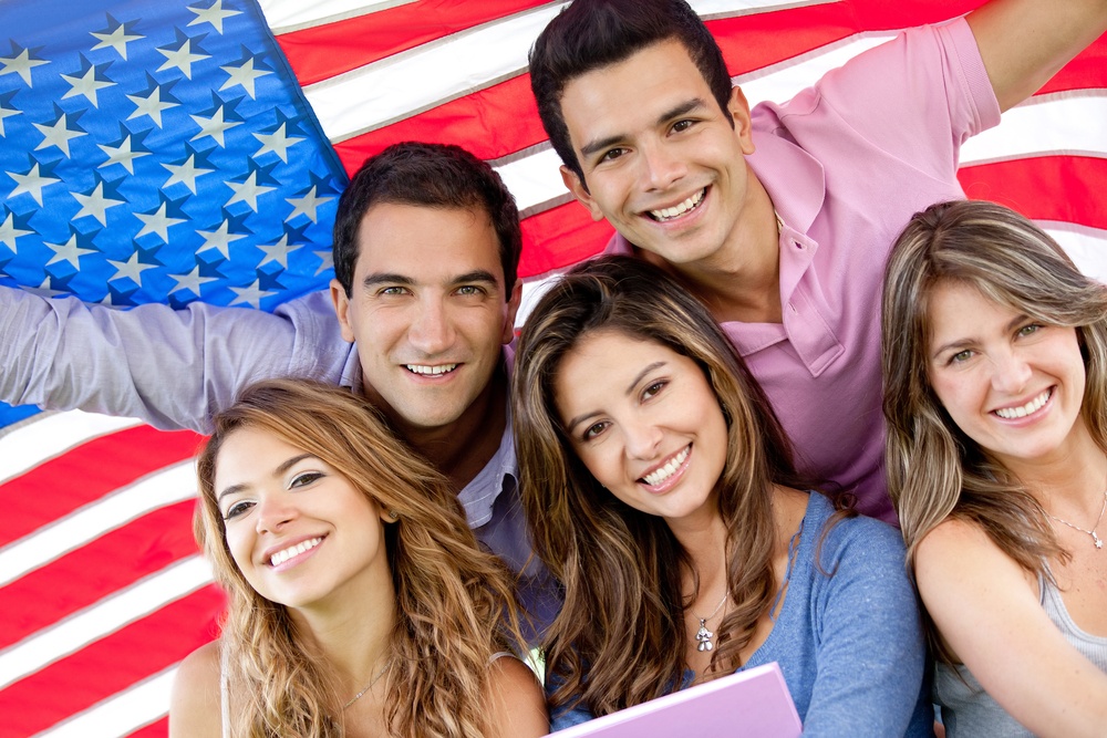 Group of people with the USA flag - American youth concepts-1